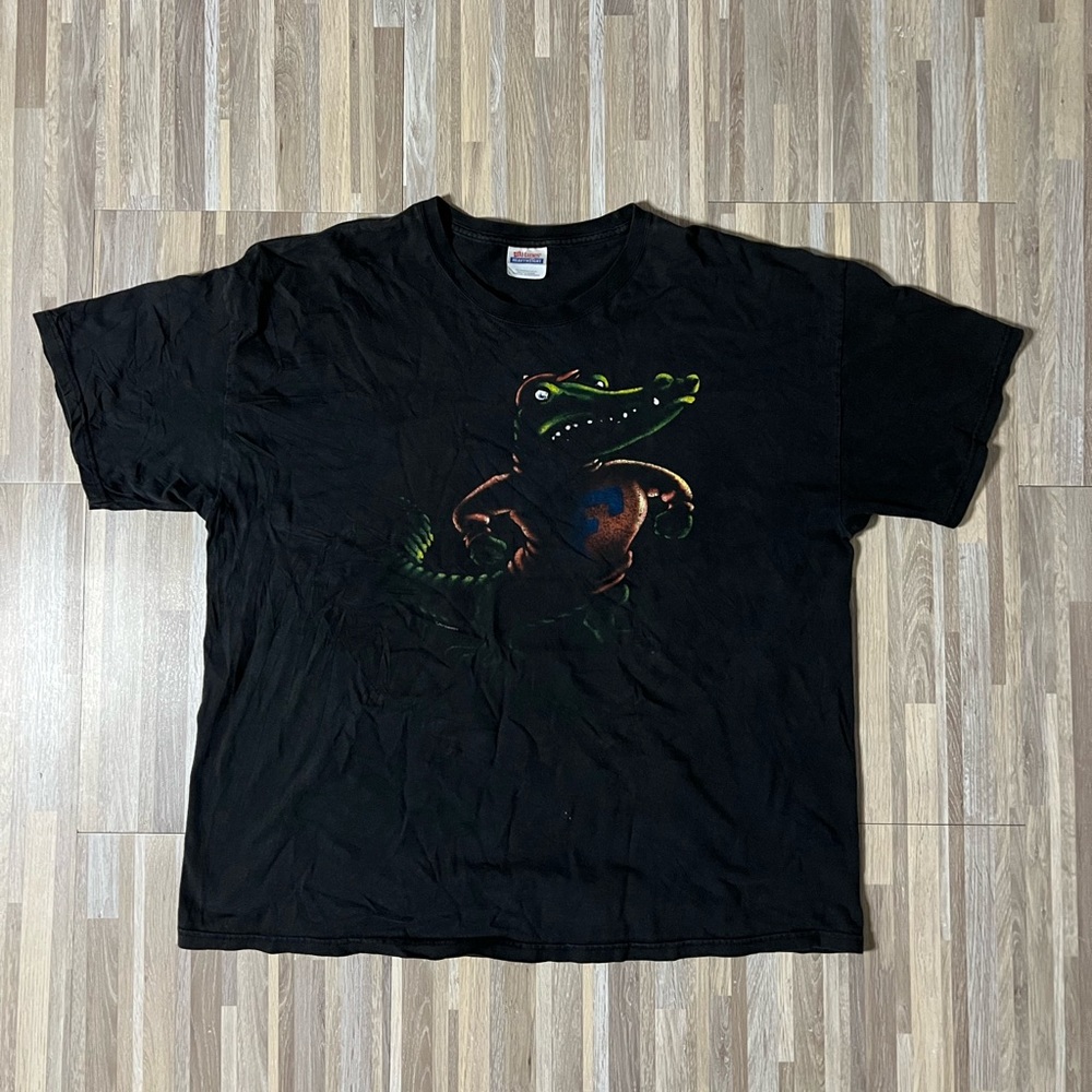 Vintage Y2K 2007 Florida University Gator Faded Distressed Black T-shirt XXL